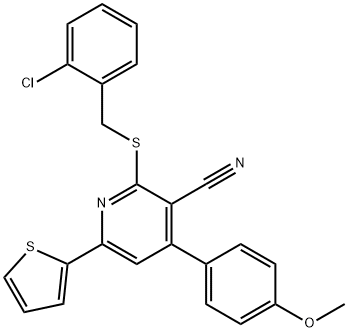 2-[(2-chlorobenzyl)sulfanyl]-4-(4-methoxyphenyl)-6-(2-thienyl)nicotinonitrile Structure