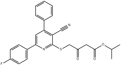 isopropyl 4-{[3-cyano-6-(4-fluorophenyl)-4-phenyl-2-pyridinyl]sulfanyl}-3-oxobutanoate Structure