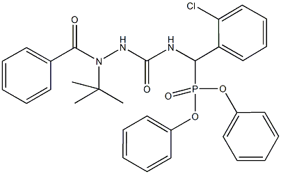 diphenyl {[(2-benzoyl-2-tert-butylhydrazino)carbonyl]amino}(2-chlorophenyl)methylphosphonate 구조식 이미지