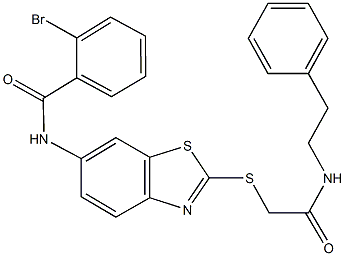 2-bromo-N-[2-({2-oxo-2-[(2-phenylethyl)amino]ethyl}sulfanyl)-1,3-benzothiazol-6-yl]benzamide Structure