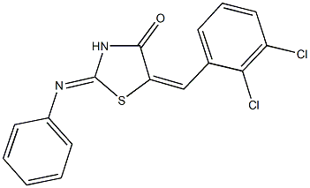 5-(2,3-dichlorobenzylidene)-2-(phenylimino)-1,3-thiazolidin-4-one 구조식 이미지