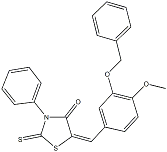 5-[3-(benzyloxy)-4-methoxybenzylidene]-3-phenyl-2-thioxo-1,3-thiazolidin-4-one Structure