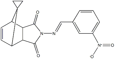 4-[(3-nitrobenzylidene)amino]-spiro[4-azatricyclo[5.2.1.0~2,6~]dec[8]ene-10,1'-cyclopropane]-3,5-dione Structure