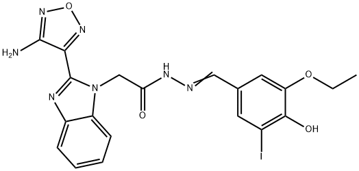 2-[2-(4-amino-1,2,5-oxadiazol-3-yl)-1H-benzimidazol-1-yl]-N'-(3-ethoxy-4-hydroxy-5-iodobenzylidene)acetohydrazide Structure