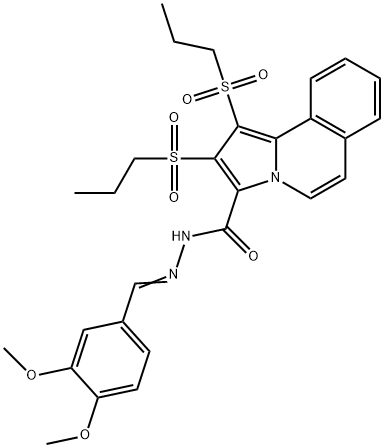 N'-(3,4-dimethoxybenzylidene)-1,2-bis(propylsulfonyl)pyrrolo[2,1-a]isoquinoline-3-carbohydrazide Structure