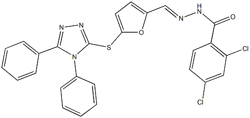 2,4-dichloro-N'-({5-[(4,5-diphenyl-4H-1,2,4-triazol-3-yl)sulfanyl]-2-furyl}methylene)benzohydrazide 구조식 이미지