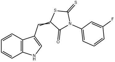 3-(3-fluorophenyl)-5-(1H-indol-3-ylmethylene)-2-thioxo-1,3-thiazolidin-4-one 구조식 이미지