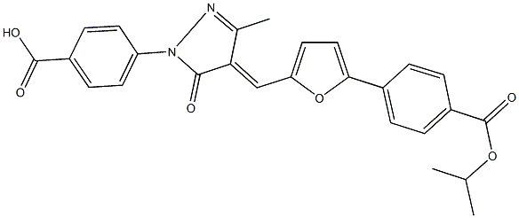 4-[4-({5-[4-(isopropoxycarbonyl)phenyl]-2-furyl}methylene)-3-methyl-5-oxo-4,5-dihydro-1H-pyrazol-1-yl]benzoic acid Structure