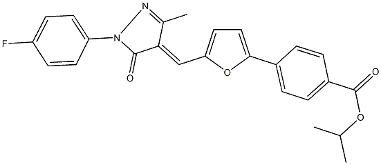 isopropyl4-(5-{[1-(4-fluorophenyl)-3-methyl-5-oxo-1,5-dihydro-4H-pyrazol-4-ylidene]methyl}-2-furyl)benzoate 구조식 이미지