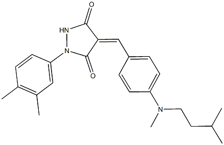 1-(3,4-dimethylphenyl)-4-{4-[isopentyl(methyl)amino]benzylidene}-3,5-pyrazolidinedione 구조식 이미지