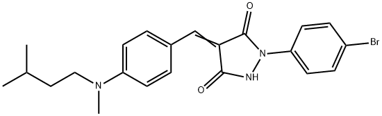 1-(4-bromophenyl)-4-{4-[isopentyl(methyl)amino]benzylidene}-3,5-pyrazolidinedione 구조식 이미지