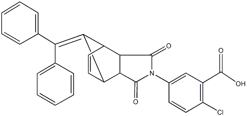 2-chloro-5-[10-(diphenylmethylene)-3,5-dioxo-4-azatricyclo[5.2.1.0~2,6~]dec-8-en-4-yl]benzoic acid Structure