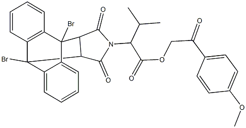 2-(4-methoxyphenyl)-2-oxoethyl 2-(1,8-dibromo-16,18-dioxo-17-azapentacyclo[6.6.5.0~2,7~.0~9,14~.0~15,19~]nonadeca-2,4,6,9,11,13-hexaen-17-yl)-3-methylbutanoate 구조식 이미지