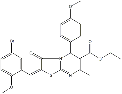 ethyl 2-(5-bromo-2-methoxybenzylidene)-5-(4-methoxyphenyl)-7-methyl-3-oxo-2,3-dihydro-5H-[1,3]thiazolo[3,2-a]pyrimidine-6-carboxylate 구조식 이미지