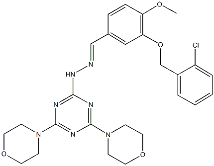 3-[(2-chlorobenzyl)oxy]-4-methoxybenzaldehyde [4,6-di(4-morpholinyl)-1,3,5-triazin-2-yl]hydrazone Structure
