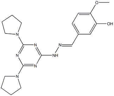 3-hydroxy-4-methoxybenzaldehyde [4,6-di(1-pyrrolidinyl)-1,3,5-triazin-2-yl]hydrazone 구조식 이미지