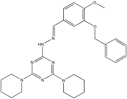 3-(benzyloxy)-4-methoxybenzaldehyde [4,6-di(1-piperidinyl)-1,3,5-triazin-2-yl]hydrazone Structure