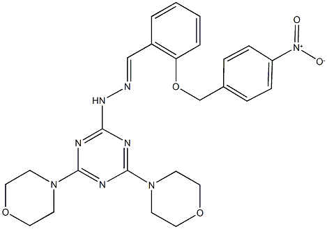 2-({4-nitrobenzyl}oxy)benzaldehyde [4,6-di(4-morpholinyl)-1,3,5-triazin-2-yl]hydrazone Structure