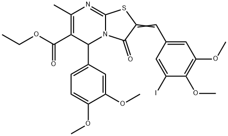 ethyl 5-(3,4-dimethoxyphenyl)-2-(3-iodo-4,5-dimethoxybenzylidene)-7-methyl-3-oxo-2,3-dihydro-5H-[1,3]thiazolo[3,2-a]pyrimidine-6-carboxylate Structure