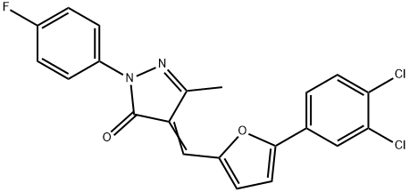 4-{[5-(3,4-dichlorophenyl)-2-furyl]methylene}-2-(4-fluorophenyl)-5-methyl-2,4-dihydro-3H-pyrazol-3-one 구조식 이미지