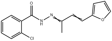 2-chloro-N'-[3-(2-furyl)-1-methyl-2-propenylidene]benzohydrazide 구조식 이미지