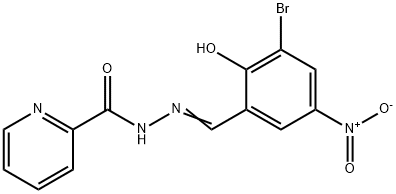 N'-{3-bromo-2-hydroxy-5-nitrobenzylidene}-2-pyridinecarbohydrazide 구조식 이미지