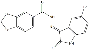 N'-(5-bromo-2-oxo-1,2-dihydro-3H-indol-3-ylidene)-1,3-benzodioxole-5-carbohydrazide 구조식 이미지