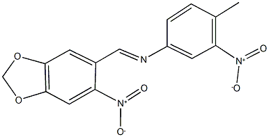 4-methyl-3-nitro-N-[(6-nitro-1,3-benzodioxol-5-yl)methylene]aniline Structure