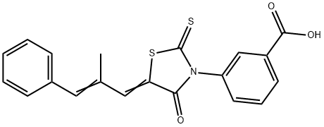 3-[5-(2-methyl-3-phenyl-2-propenylidene)-4-oxo-2-thioxo-1,3-thiazolidin-3-yl]benzoic acid Structure