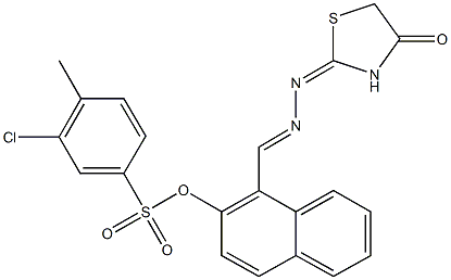 1-[2-(4-oxo-1,3-thiazolidin-2-ylidene)carbohydrazonoyl]-2-naphthyl 3-chloro-4-methylbenzenesulfonate 구조식 이미지