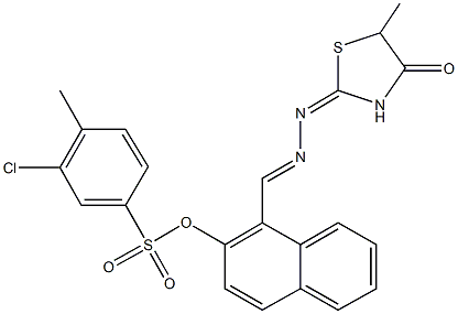 1-[2-(5-methyl-4-oxo-1,3-thiazolidin-2-ylidene)carbohydrazonoyl]-2-naphthyl 3-chloro-4-methylbenzenesulfonate 구조식 이미지
