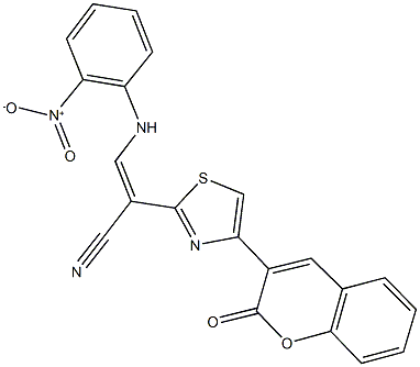 3-{2-nitroanilino}-2-[4-(2-oxo-2H-chromen-3-yl)-1,3-thiazol-2-yl]acrylonitrile Structure