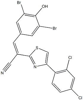 3-(3,5-dibromo-4-hydroxyphenyl)-2-[4-(2,4-dichlorophenyl)-1,3-thiazol-2-yl]acrylonitrile 구조식 이미지