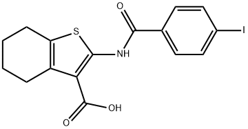 2-[(4-iodobenzoyl)amino]-4,5,6,7-tetrahydro-1-benzothiophene-3-carboxylic acid 구조식 이미지