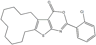 2-(2-chlorophenyl)-5,6,7,8,9,10,11,12,13,14-decahydro-4H-cyclododeca[4,5]thieno[2,3-d][1,3]oxazin-4-one 구조식 이미지