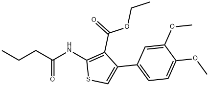 ethyl 2-(butyrylamino)-4-(3,4-dimethoxyphenyl)-3-thiophenecarboxylate 구조식 이미지