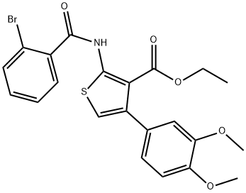 ethyl 2-[(2-bromobenzoyl)amino]-4-(3,4-dimethoxyphenyl)-3-thiophenecarboxylate 구조식 이미지