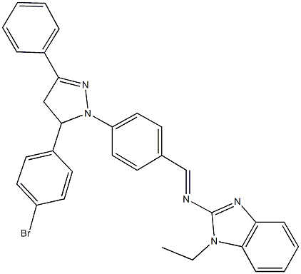 N-{4-[5-(4-bromophenyl)-3-phenyl-4,5-dihydro-1H-pyrazol-1-yl]benzylidene}-N-(1-ethyl-1H-benzimidazol-2-yl)amine 구조식 이미지