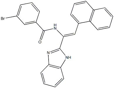 N-[1-(1H-benzimidazol-2-yl)-2-(1-naphthyl)vinyl]-3-bromobenzamide 구조식 이미지