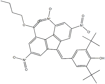 butyl 9-(3,5-ditert-butyl-4-hydroxybenzylidene)-2,5,7-trisnitro-9H-fluorene-4-carboxylate Structure