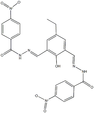 N'-[5-ethyl-2-hydroxy-3-(2-{4-nitrobenzoyl}carbohydrazonoyl)benzylidene]-4-nitrobenzohydrazide 구조식 이미지