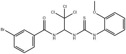 3-bromo-N-(2,2,2-trichloro-1-{[(2-methoxyanilino)carbothioyl]amino}ethyl)benzamide Structure