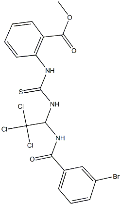 methyl 2-{[({1-[(3-bromobenzoyl)amino]-2,2,2-trichloroethyl}amino)carbothioyl]amino}benzoate Structure