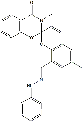 3,6'-dimethyl-2,3-dihydro-4-oxospiro[4H-1,3-benzoxazine-2,2'-(2'H)-chromene]-8'-carbaldehyde phenylhydrazone 구조식 이미지