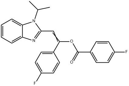 1-(4-fluorophenyl)-2-(1-isopropyl-1H-benzimidazol-2-yl)vinyl 4-fluorobenzoate 구조식 이미지