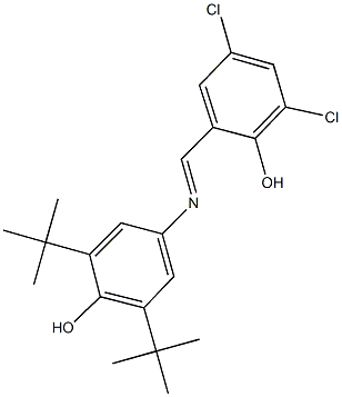 2,6-ditert-butyl-4-[(3,5-dichloro-2-hydroxybenzylidene)amino]phenol Structure