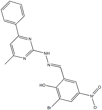 3-bromo-2-hydroxy-5-nitrobenzaldehyde (4-methyl-6-phenyl-2-pyrimidinyl)hydrazone 구조식 이미지