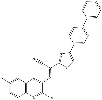 2-(4-[1,1'-biphenyl]-4-yl-1,3-thiazol-2-yl)-3-(2-chloro-6-methyl-3-quinolinyl)acrylonitrile Structure