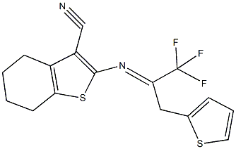 2-{[2,2,2-trifluoro-1-(2-thienylmethyl)ethylidene]amino}-4,5,6,7-tetrahydro-1-benzothiophene-3-carbonitrile Structure