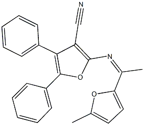 2-{[1-(5-methyl-2-furyl)ethylidene]amino}-4,5-diphenyl-3-furonitrile 구조식 이미지